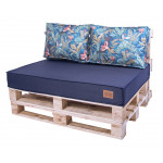 Paletové sedenie Golden Garden GG46 podsedák a vankúš 120cm x 80cm x 15cm Tmavo modrá s kvietkami